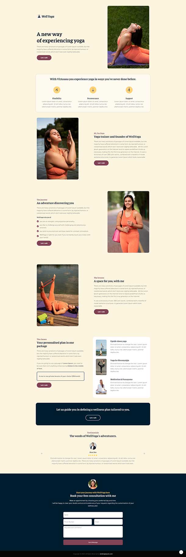 Well Yoga Service Landing Page