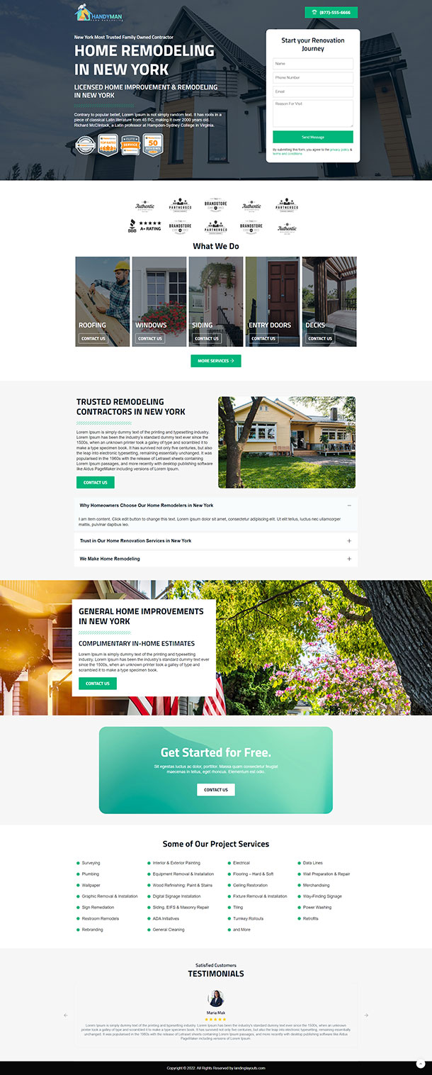 Near Home Remodeling Landing Page