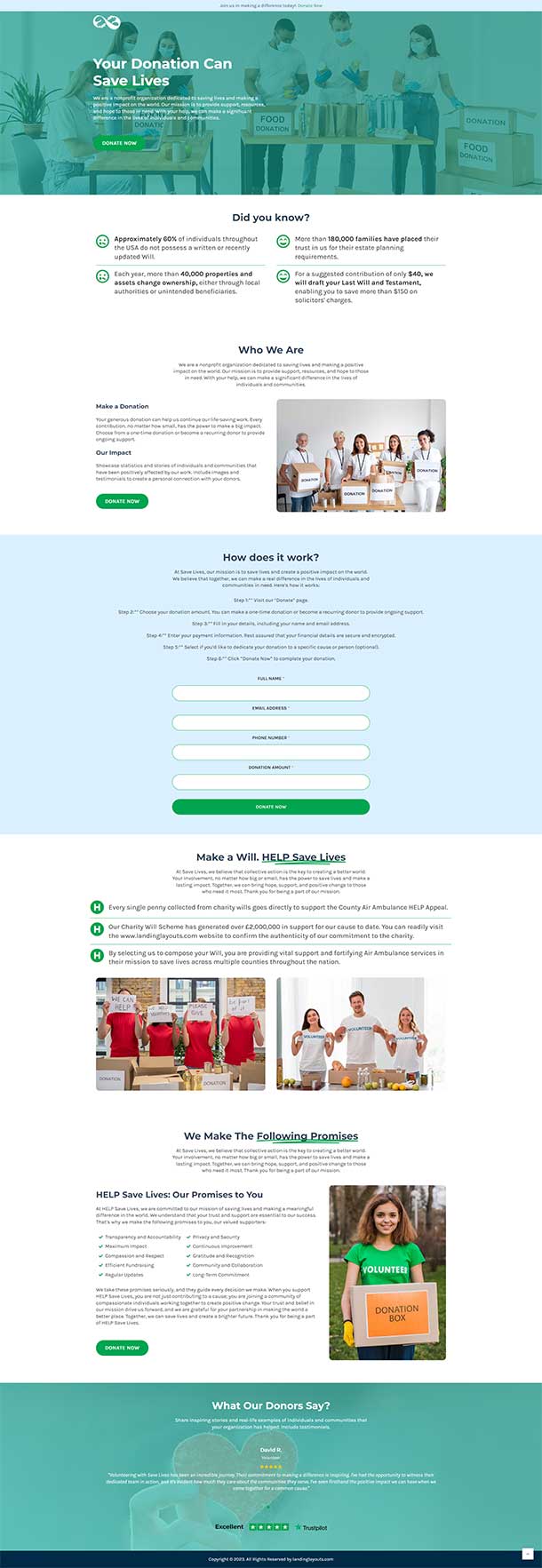 Best Charity And Donation Lead Generation Landing Page
