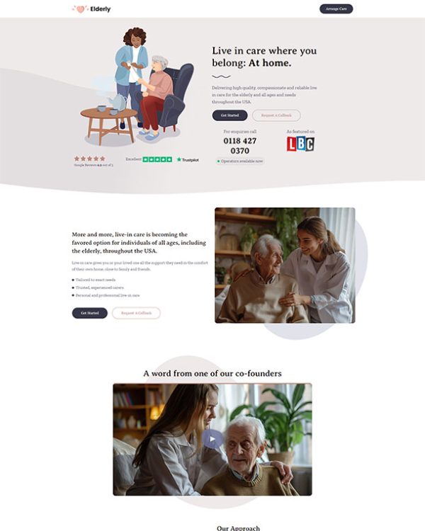 Effective Elderly Care Lead Generation Landing Page