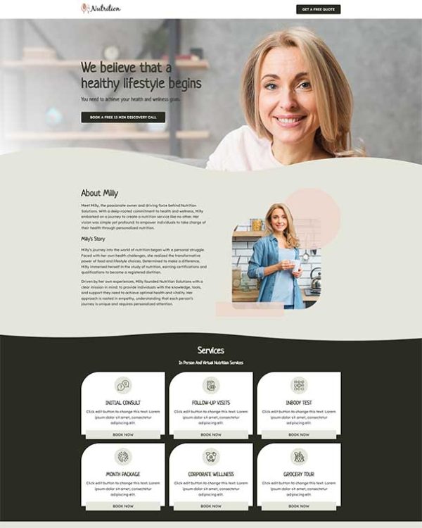 Effective Health Nutrition Lead Generation Landing Page