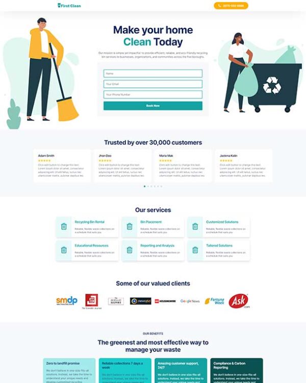 Effective Trash Can Cleaning Services Lead Generation Landing Page
