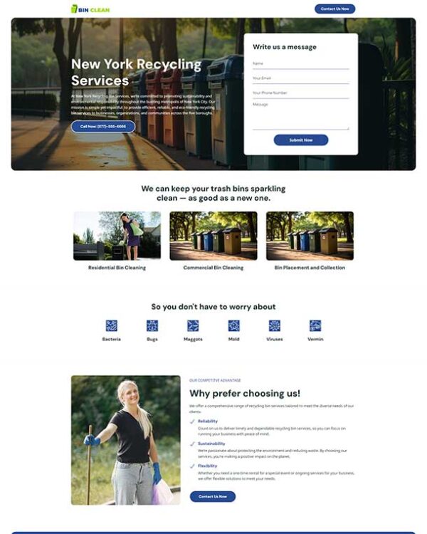 Professional Trash Can Cleaning Services Lead Generation Landing Page
